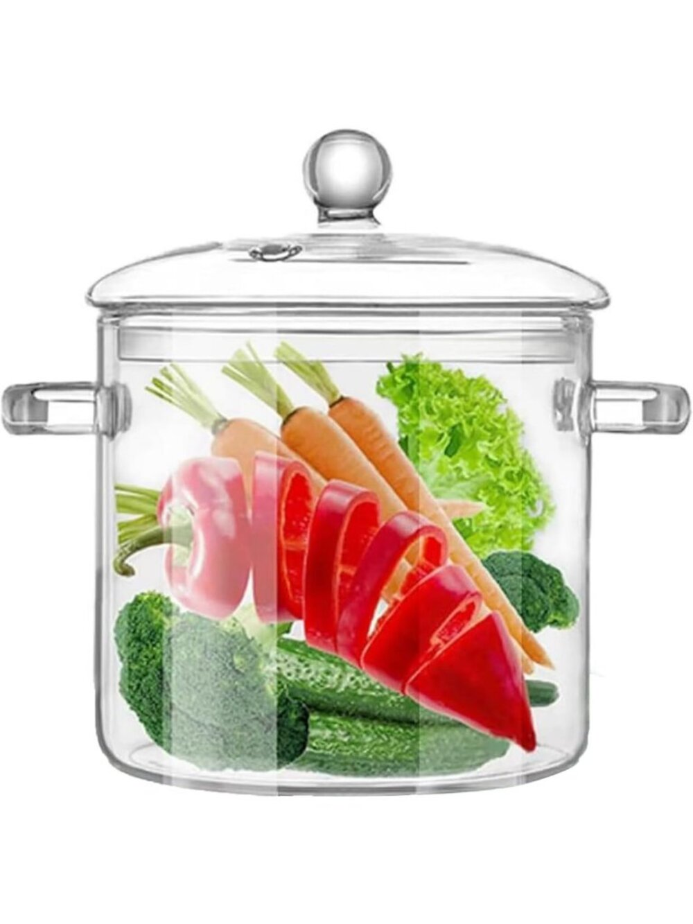 Large Clear Glass Simmer Pot with Lid - 3L Borosilicate Cookware for Potpourri